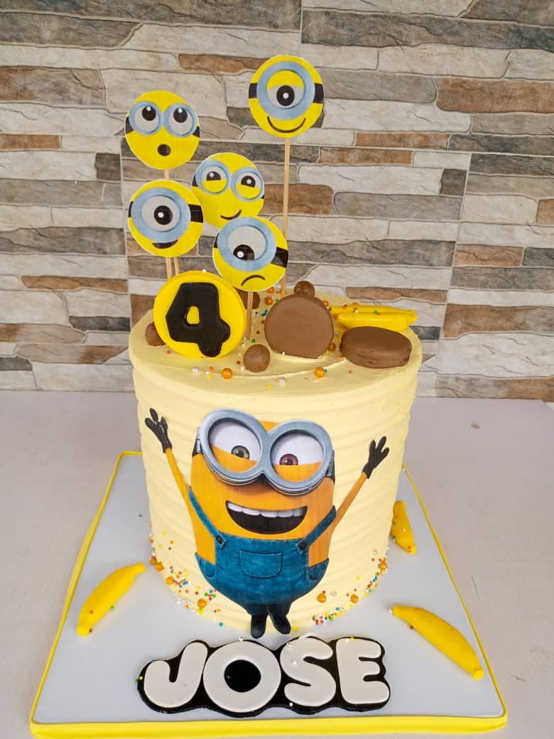 Minion Themed Birthday Cake For A Four Year Old 