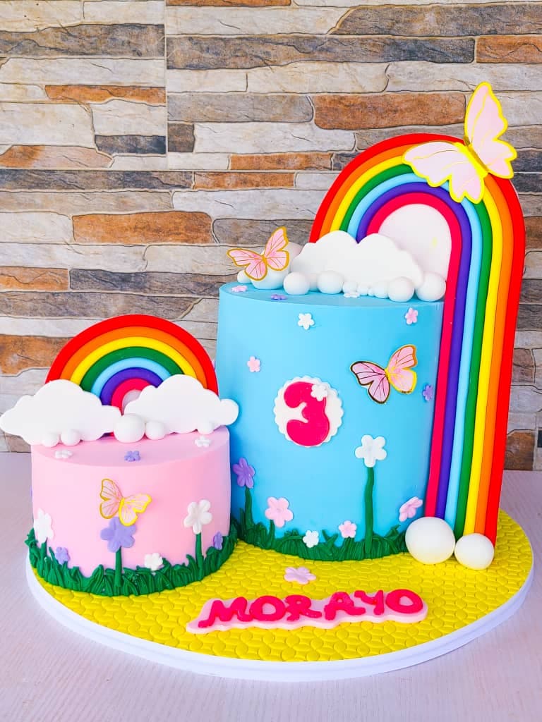 Rainbow Themed Birthday Cake 